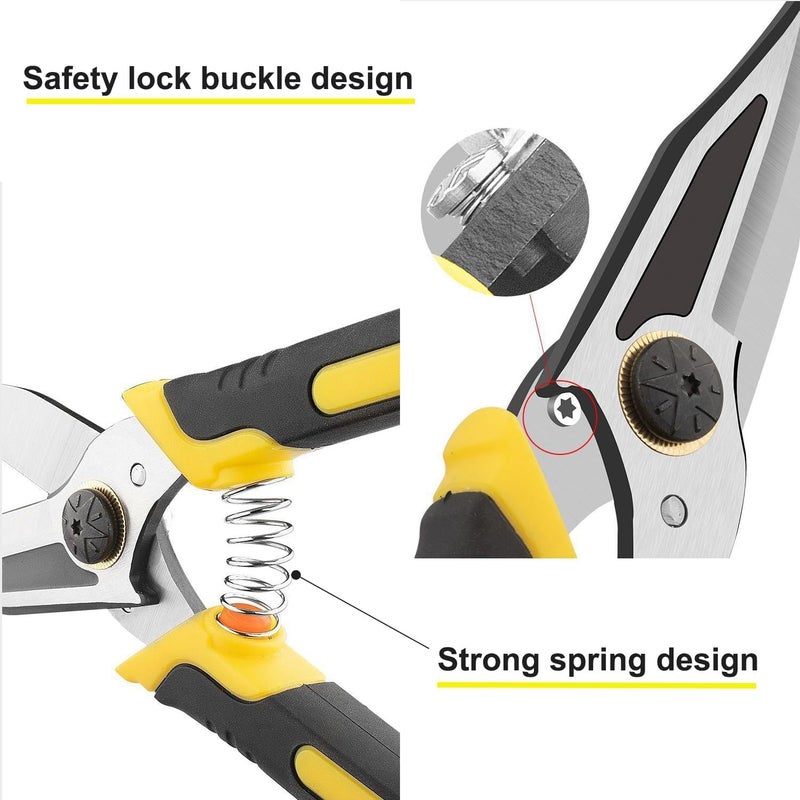 TOOLMAK 9 Inch Aviation Tin Snips Heavy Duty Shears Straight Metal Cutter with Comfort Grip and Stainless Steel Blades Multifunction Cutting of Cable Wires,Thin Iron,Cardboard etc - Image 2